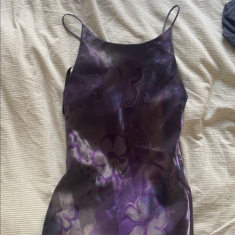 90’s Iridescent Purple Floral Dress - Picture 9 of 9